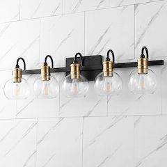 Marais 5-Light Iron/Glass Rustic Vintage Led Vanity Light
