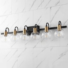 Marais 6-Light Iron/Glass Rustic Vintage Led Vanity Light