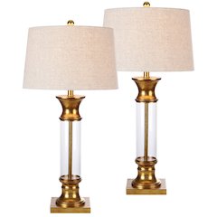 Hunter Metal/Glass Led Table Lamp (Set Of 2)