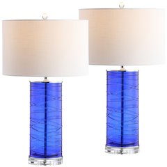 Cole Modern Fused Glass Cylinder Led Table Lamp (Set Of 2)