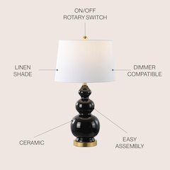 Bowen Contemporary Transitional Ceramic Gourd LED Table Lamp