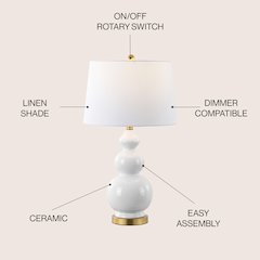 Bowen Contemporary Transitional Ceramic Gourd LED Table Lamp