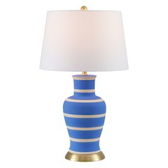 Julian 29" Traditional Classic Ceramic Urn LED Table Lamp, Blue/Beige