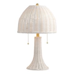 Joanie 22" Bohemian Rustic Iron LED Table Lamp, White/Brass Gold