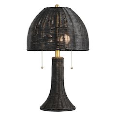 Joanie 22" Bohemian Rustic Iron LED Table Lamp, Black/Brass Gold