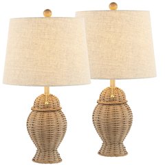 Margie Wicker Bohemian Rustic Iron Led Table Lamp (Set Of 2)