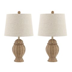 Margie Wicker Bohemian Rustic Iron Led Table Lamp (Set Of 2)