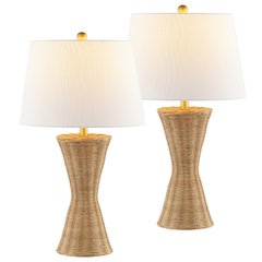 Laura Coastal Designer Iron/Rattan Wicker Led Table Lamp
