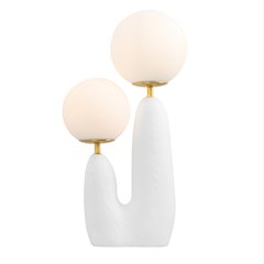 Bohemian Resin/Iron/Frosted Glass Danish Cactus LED Table Lamp, White/Brass Gold