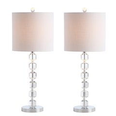 Cary Modern Stacked Crystal/Metal Led Table Lamp (Set Of 2)