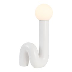 Katya 18" Scandinavian Minimalist Ceramic Spiral Tube LED Table Lamp, White