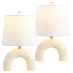 Ceramic Arch LED Table Lamp, Almond (Set of 2)