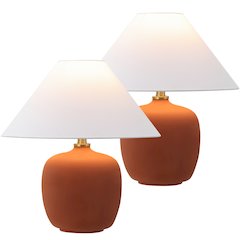 Resin/Iron LED Table Lamp, Matte Wine Red (Set of 2)