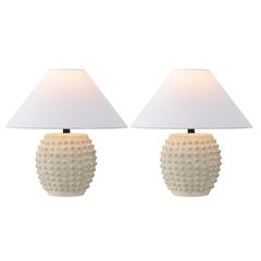 Ceramic/Iron Hobnail LED Table Lamp, Matte Cream (Set of 2)