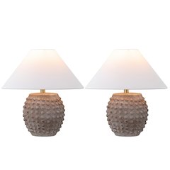 Ceramic/Iron Hobnail LED Table Lamp, Matte Taupe (Set of 2)