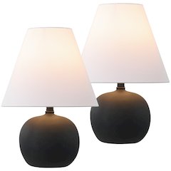 Resin/Iron Gourd LED Table Lamp, Matte Black (Set of 2)