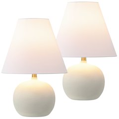 Resin/Iron Gourd LED Table Lamp, Matte Cream (Set of 2)