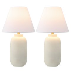 Resin/Iron Ginger Jar LED Table Lamp, Matte Cream (Set of 2)