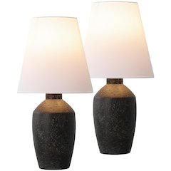 Concrete Effect Resin/Iron Ginger Jar LED Table Lamp, Matte Black (Set of 2)
