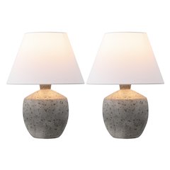 Concrete Effect Resin/Iron LED Table Lamp, Antique Gray (Set of 2)