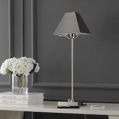 Ruthen Industrial Style Iron Pyramid Bedside Led Table Lamp