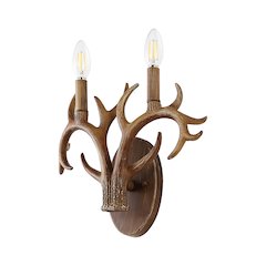 Oakley 2-Light Southwestern Bohemian Resin/Iron Faux Antler Led Sconce