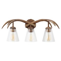 3-Light Southwestern Bohemian Resin/Seeded Glass Faux Antler Led Vanity Light
