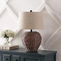 Alaro Farmhouse Coastal Water Hyacinth Basket Led Table Lamp