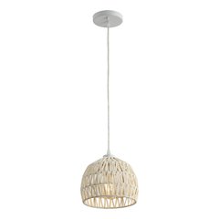 Campana 8.25" 1-Light Bohemian Modern Woven Rope/Iron LED Pendant, Cream