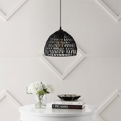 Campana 1-Light Bohemian Modern Woven Rope/Iron Led Pendant