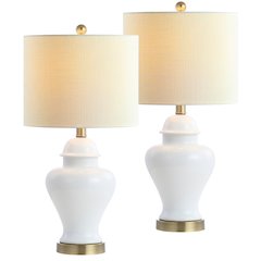Qin Ceramiciron Classic Cottage Led Table Lamp (Set Of 2)