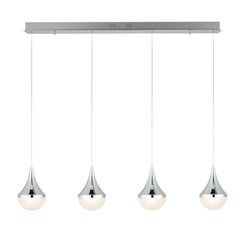 Elyse Teardrop Modern Mid Century Iron/Acrylic Integrated Linear Led Pendant