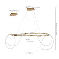 Contemporary Adjustable Silicone Rope Metal Dimmable Integrated LED Chandelier