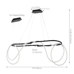 Contemporary Adjustable Silicone Rope Metal Dimmable Integrated LED Chandelier