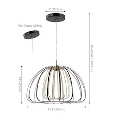 Gigi Modern Glam Metal Adjustable Dimmable Stripe Cage Integrated LED Pendant