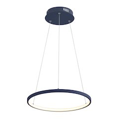 Brice 15.75" Modern Metal Round Dimmable Integrated LED Pendant, Navy