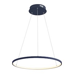 Brice 23.75" Modern Metal Round Dimmable Integrated LED Pendant, Navy