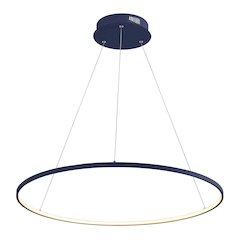 Brice 35" Modern Contemporary Metal Round Dimmable Integrated LED Pendant, Navy