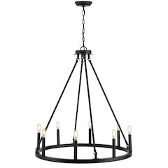 Oberto Ring Iron Rustic Farmhouse Led Chandelier