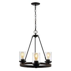 Coronet 3-Light Iron/Seeded Glass Rustic Farmhouse Led Chandelier