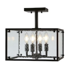 Paysan Iron/Seeded Glass Rustic Farmhouse Led Flush Mount