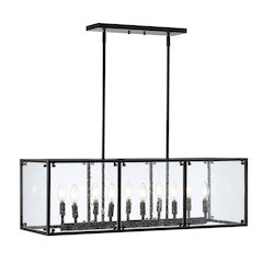 Paysan Linear Adjustable Iron/Seeded Glass Rustic Farmhouse Led Pendant