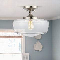 Marfa Glass/Iron Farmhouse Modern Led Flush Mount