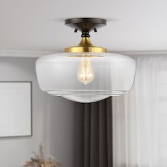 Marfa Glass/Iron Farmhouse Modern Led Flush Mount