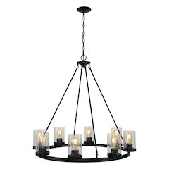 Coronet Iron/Seeded Glass Rustic Farmhouse Led Chandelier