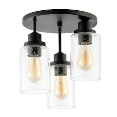 Jonah Bohemian Farmhouse Iron/Seeded Glass Led Semi Flush Mount