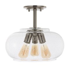 Lina Modern Industrial Iron/Seeded Glass Led Semi Flush Mount