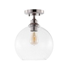 Marla Bohemian Farmhouse Iron/Seeded Glass Led Semi Flush Mount