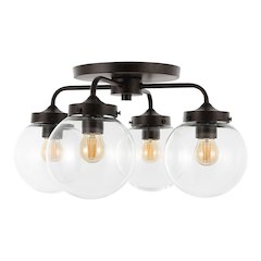 Piper Farmhouse Rustic Iron/Glass Led Semi Flush Mount