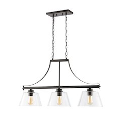Jayden Industrial Farmhouse Iron/Glass Linear Led Pendant